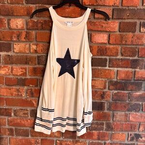 Venus womens cold shoulder long sleeve top with sequined star cream/blue XS